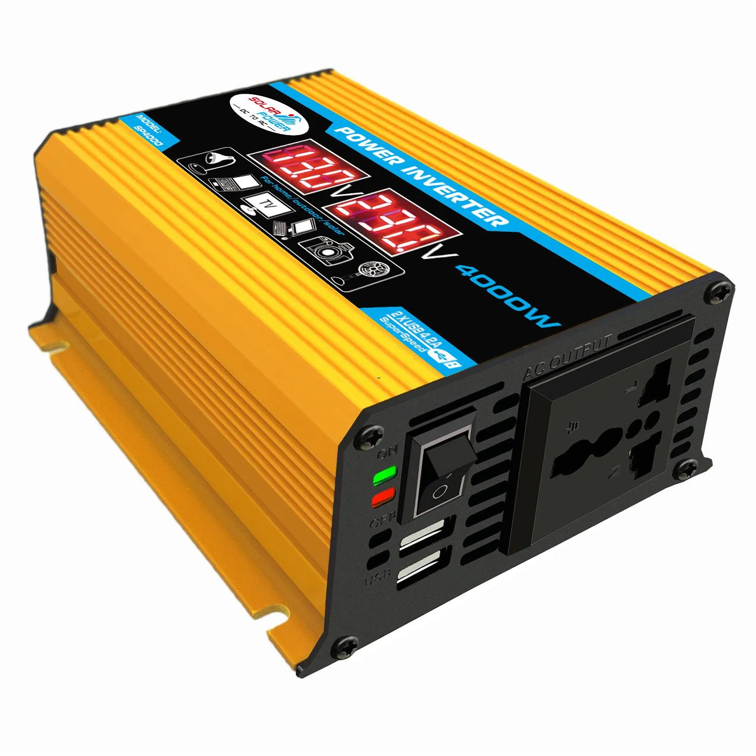 4000W 12V to 220V/110V LED Car Power Inverter Converter  Adapter Dual USB Voltage Transformer Modified Sine Wave