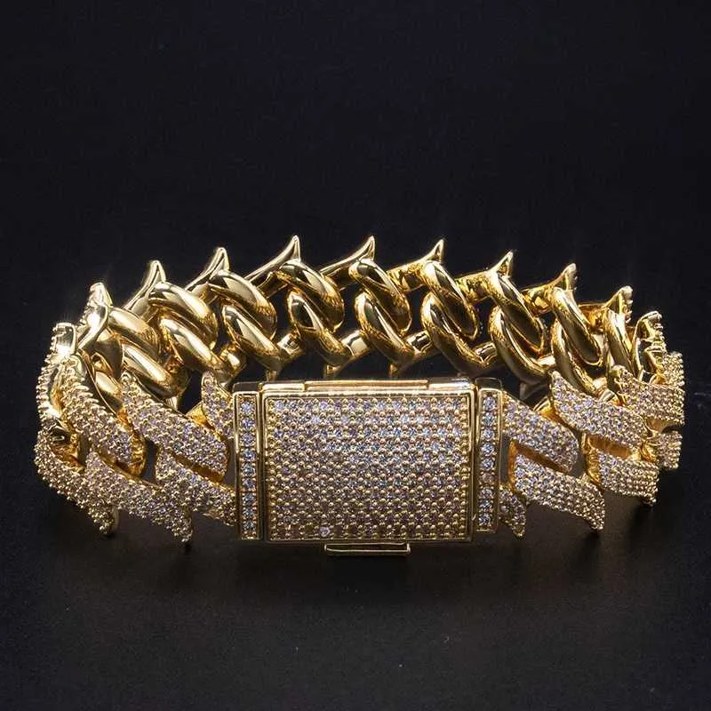 Classique Thorns Design Hip Hop Bijoux 15mm Vvs Moissanite Diamant Cubain Bracelet S925 Glacé Cubain Lien Bracelet