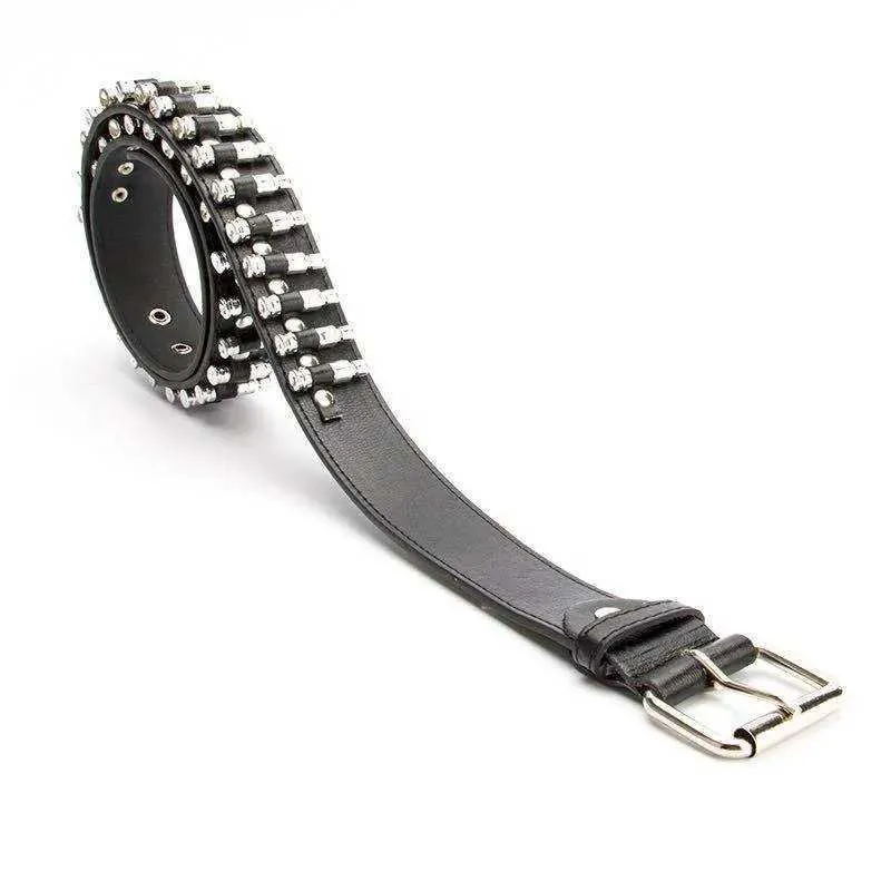 Studded Punk Belt: Adjustable Black Leather Belt with Bullet Studded Punk Belt: Adjustable Black Leather Belt with Bullet