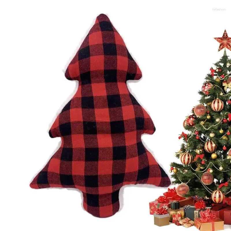 Kussen Kerstboom Comfortabel Zacht Warm Rood Plaid Pluche Gevulde Kussens Speelgoed Vakantiecadeau Voor Woonkamer