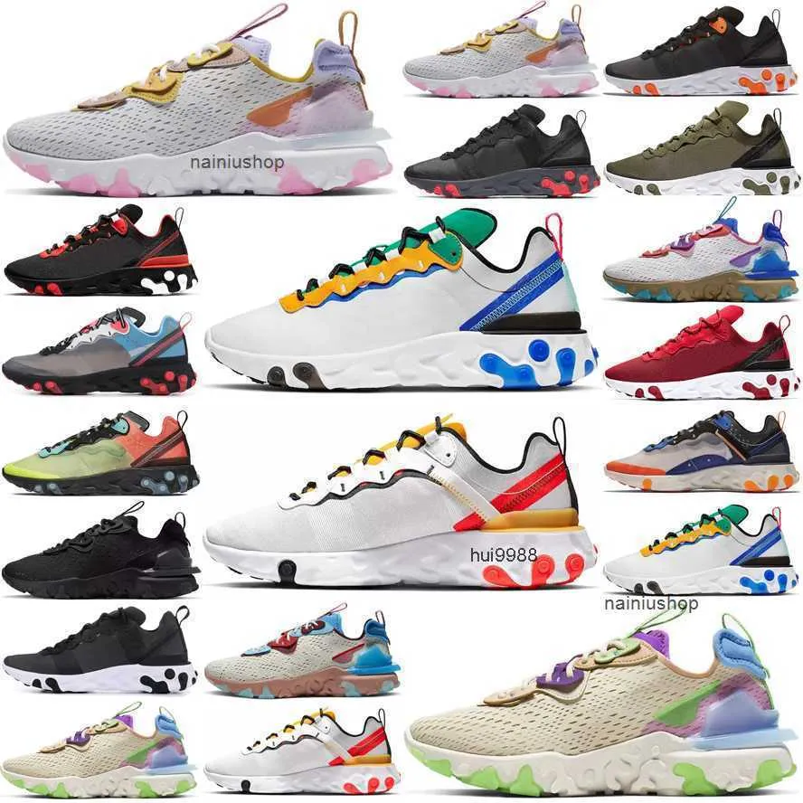 2024 Hommes Femmes Chaussures de course Epic React Vision Element 55 87 Runner Baskets Honeycomb Gravity Violet Blanc Irisé Noir Reats Mode