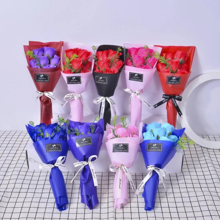 Momola Fleur De Savon DIY Bouquet De Roses - Coffret Cadeau Saint Valentin, Mariage Et Fêtes (Pourpre)