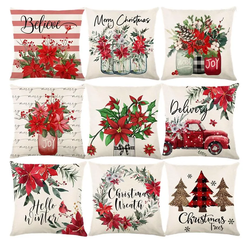 Kuddefodral julkudde täcker glada dekorationer för hem 2023 Cristmas prydnad Xmas navidad gåvor år