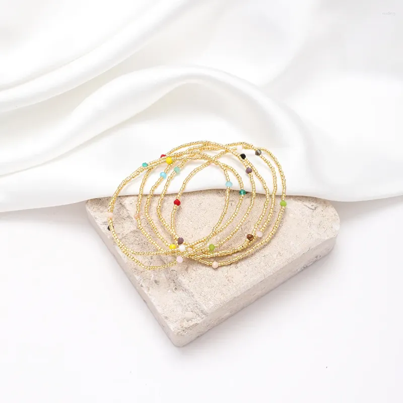 Charme Pulseiras Cor Dourada Delicada Pulseira Jóias Minimalista Moda Miyuki Semente Bead Strand Elástico Para Mulheres Presente