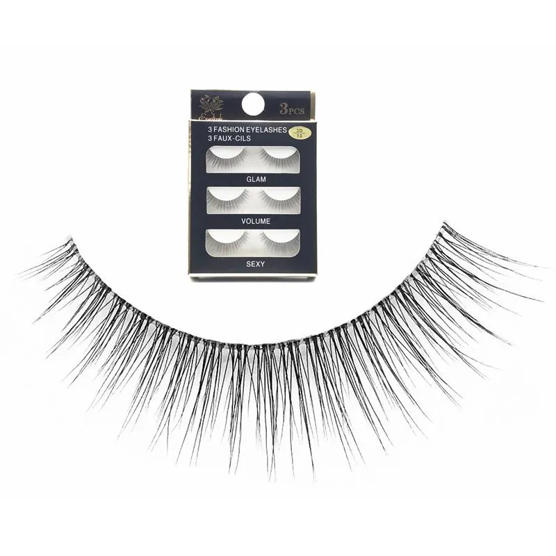 Faux Cils 3 Paires Pur Fait Main Naturel Transparent Terrier Faux Court Paragraphe Maquillage Nu