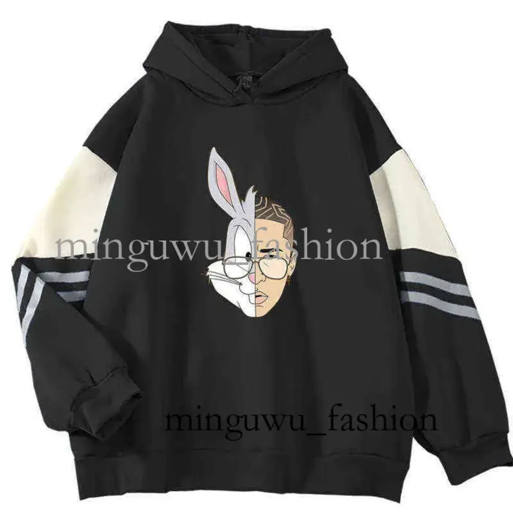 2021 Nya Bad Bunny Hoodies Sweatshirts Män/kvinnor Populära klistermärke Streetwear Fashion Casual Loose Pullovers Hip Hop Hoodie H1218 759 816