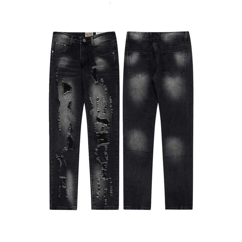 galerie dżinsowe Projektowanie Designer Pants Speckledmens Broken Hiphop Los Angeles Street Trendy Design Prosta noga dla męskiej dżins