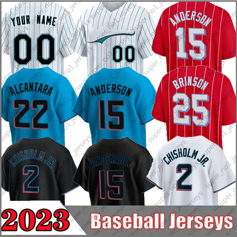 2 Jazz Chisholm Jr. Baseball Jersey Sandy Alcantara Garrett Cooper Joey Wendle Jon Berti Miami Jorge Soler Max Meyer Miguel Rojas Jean Segura Jesus Luzardo Chargois