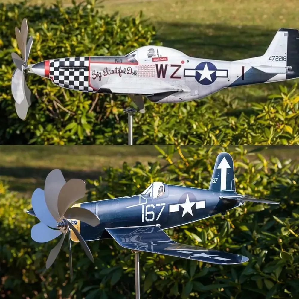 Molinillo De Viento De Avión Piper J3 En Hierro Forjado, Veleta Decorativa De Jardín De 80 Cm De Alto