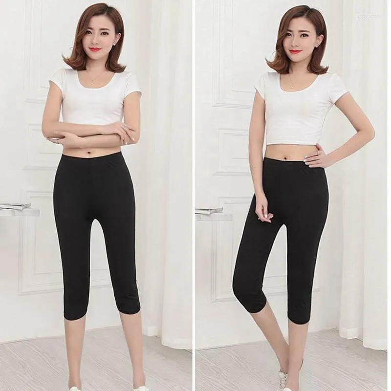 Summer Solid Black Skinny Stretch Capri Pants For Women Knee Length, Slim  Fit, Fitted Pencil Capris In Big Sizes XL From Reginax, $11.08