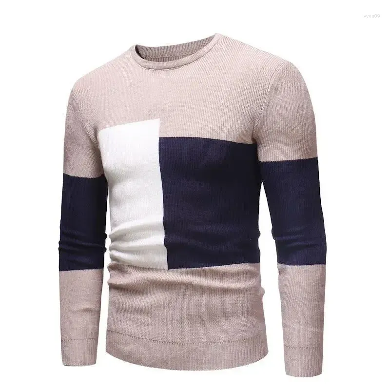 Мужские свитера, брендовый пуловер, весна-осень 2023, трехцветный трикотаж, модное пальто, топ YMT142