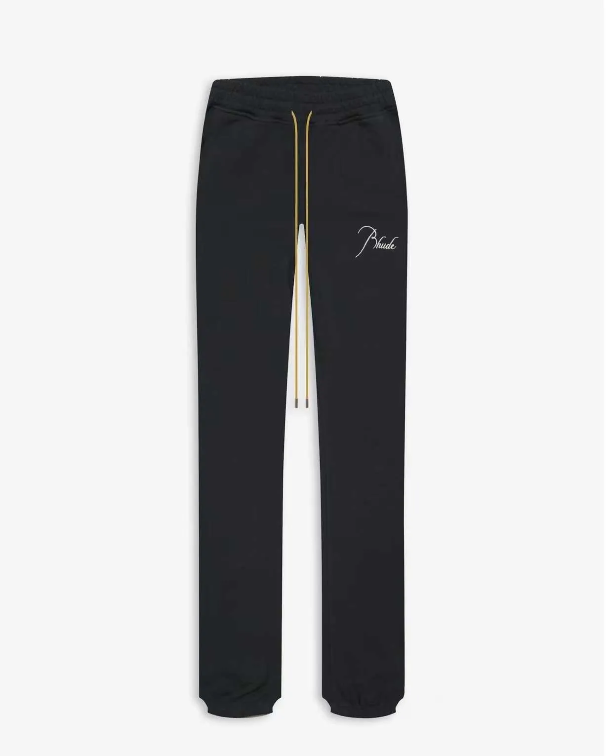 Vêtements de créateurs Pantalon décontracté Rhude Broderie Slogan Cordon de serrage Long Fourrure Loop Guard Pantalon avec de beaux pieds Fermeture Couleur unie Légèrement élastique Coupe ample pour homme