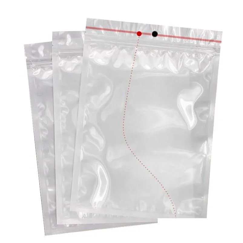 Packing Bags Wholesale Small White Clear Zip Lock Plastic Package Bags With Zipper Self Seal Transparent K Poly Packaging Bag Hang Hol Dhpvk