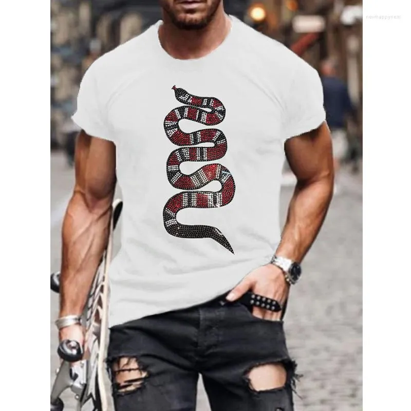 Herren-T-Shirts Hochwertige Mode Herrenbekleidung Übergroßes T-Shirt Y2k Schlange Strass Designer Kurzarm-Oberteile Komfort Lässige Straße