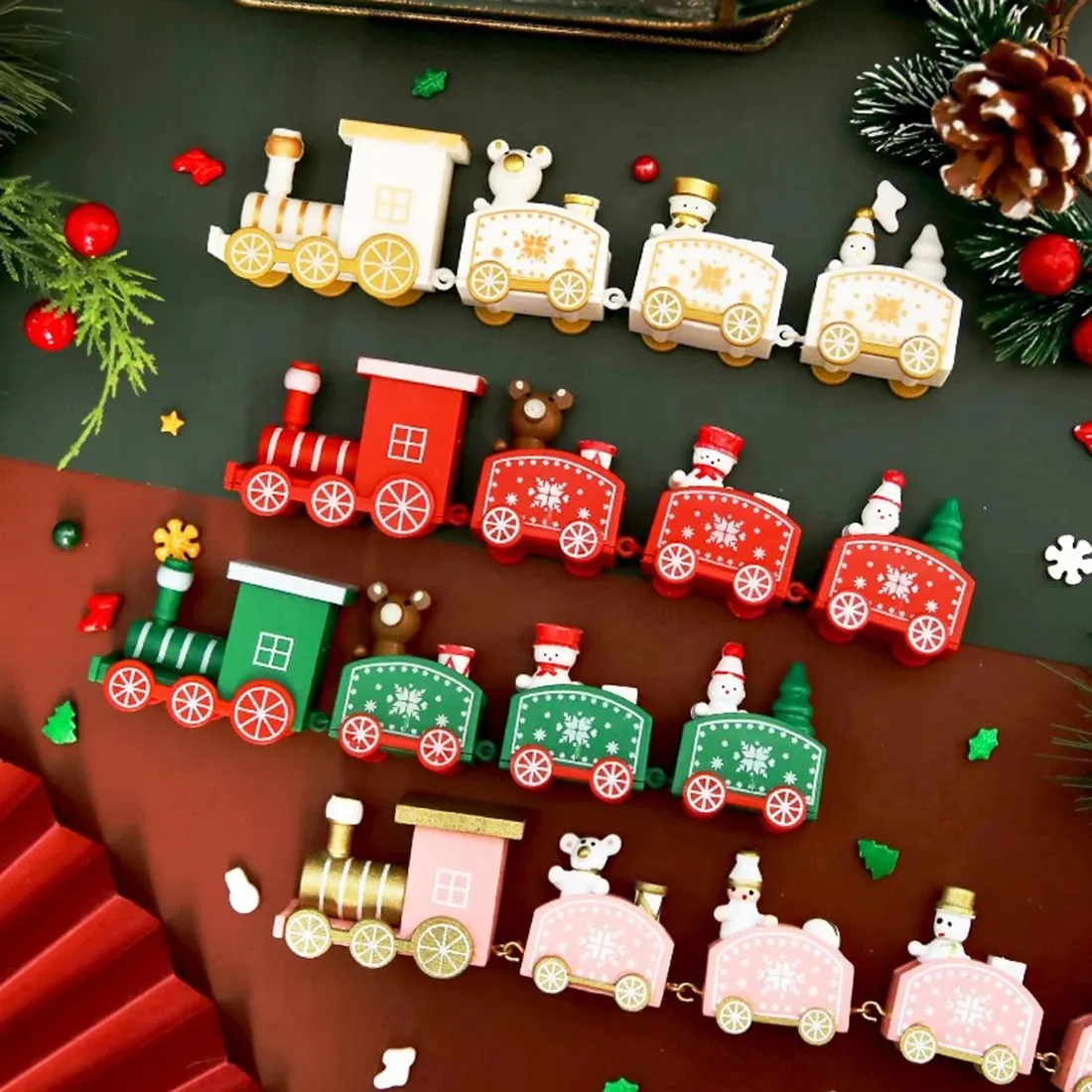 Decorazioni natalizie Treno regalo Decorazione da forno Scena giocattolo per bambini Merry 231121