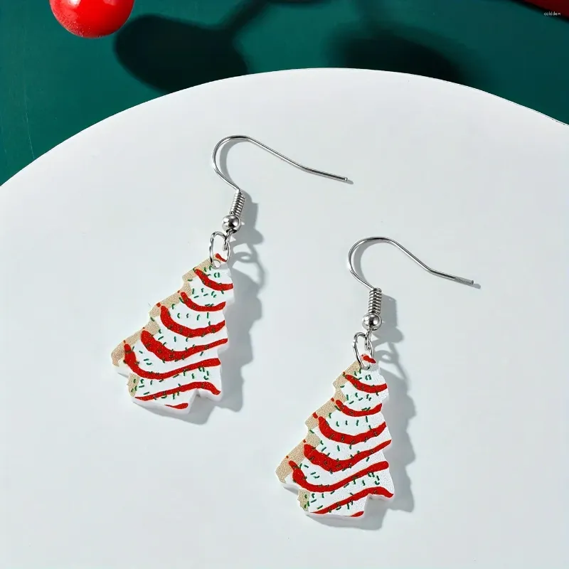 Dangle Earrings Delicate Christmas Tree Biscuit Design Cute Cartoon Style Acrylic Jewelry Adorable Ear Ornaments