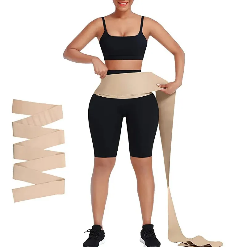 Waist Tummy Shaper Invisible Bandage Wrap Waist Trainer Tummy Wrap Slimming Adjustable Gym Workout Belt Lumbar Trimmer Waist Support Shapewear 231121