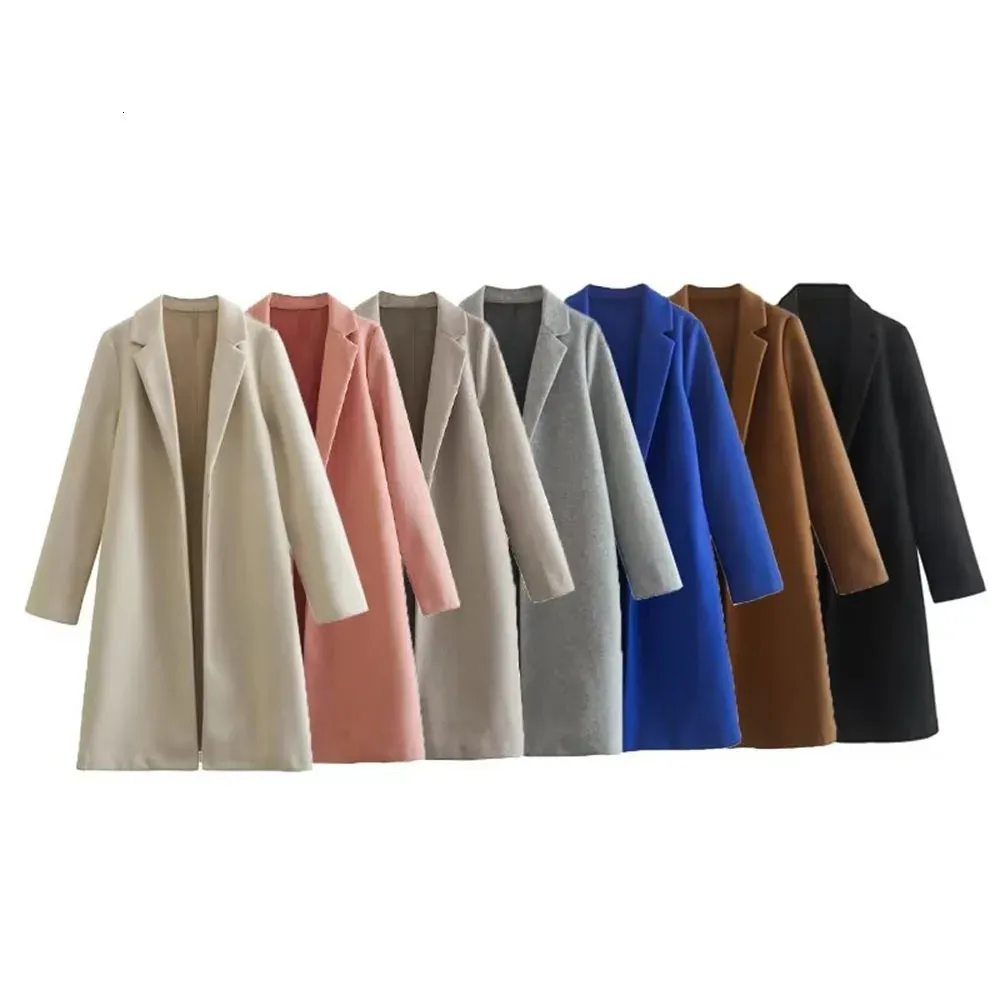 Women 'Blend 2023 Winter Fashion Multi Color Woolen Jacket Coat Vintage長袖女性アウターウェアシックトップ231120