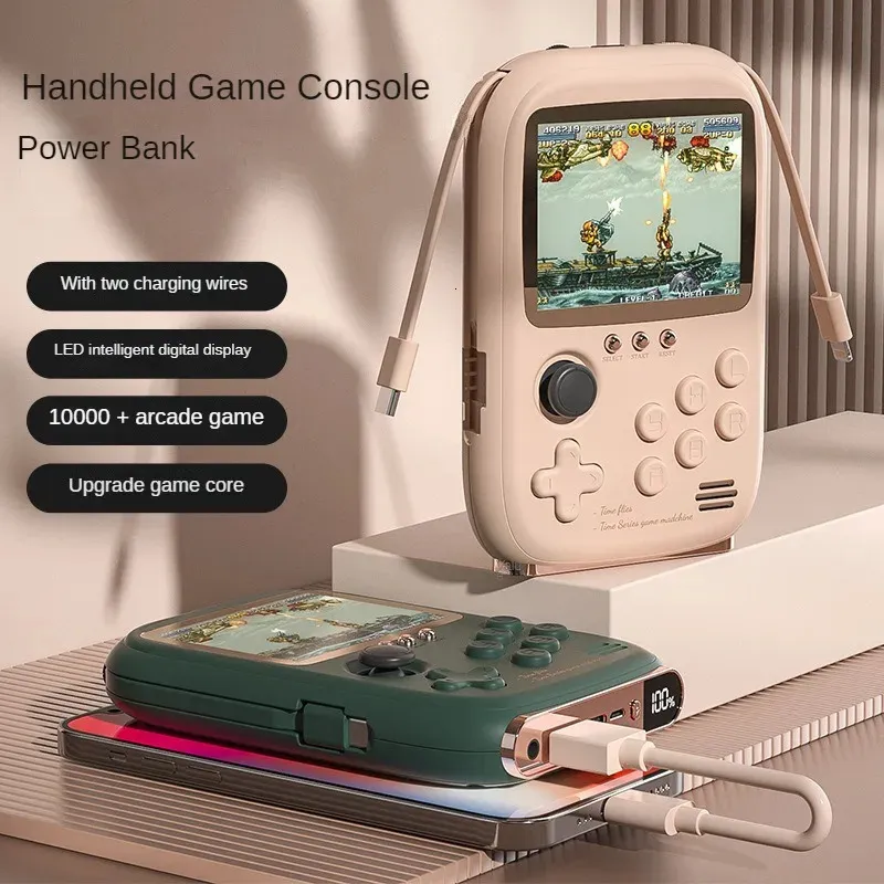 Portable Game Players Mini Power Bank Portable Retro Handheld Console 6000Mah Capacity 32 inch Soft Light Color Screen 10000Games 231121