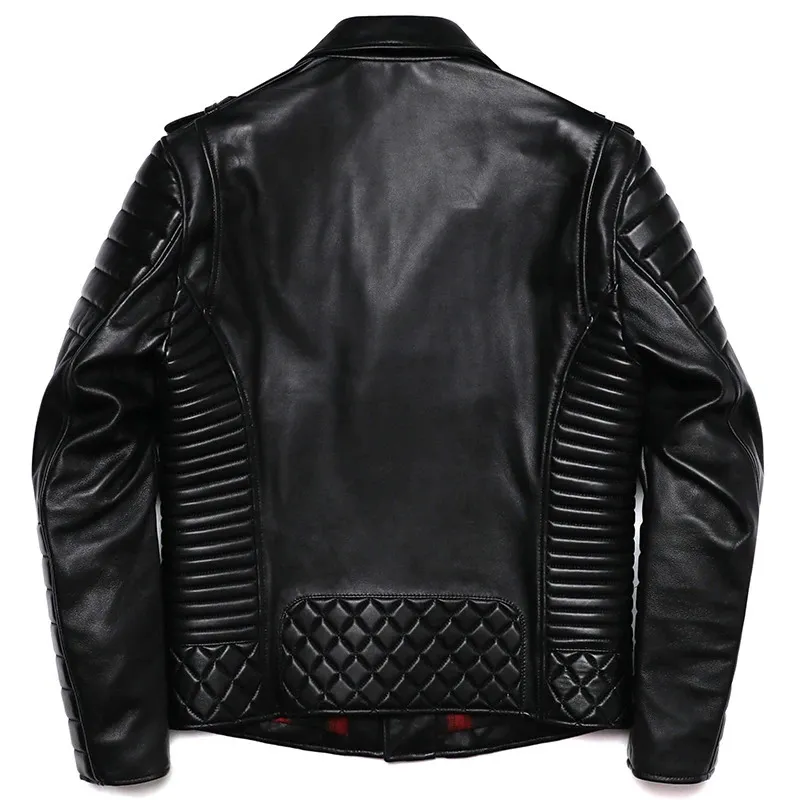 Mens Faux Leather Biker Jacket Oblique Zipper Slim Fit