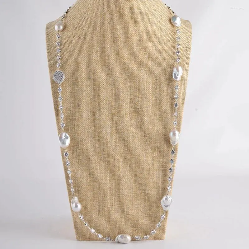 Kedjor Kvinnors 39 '' 16x21mm White Keshi Pearl Chain Necklace