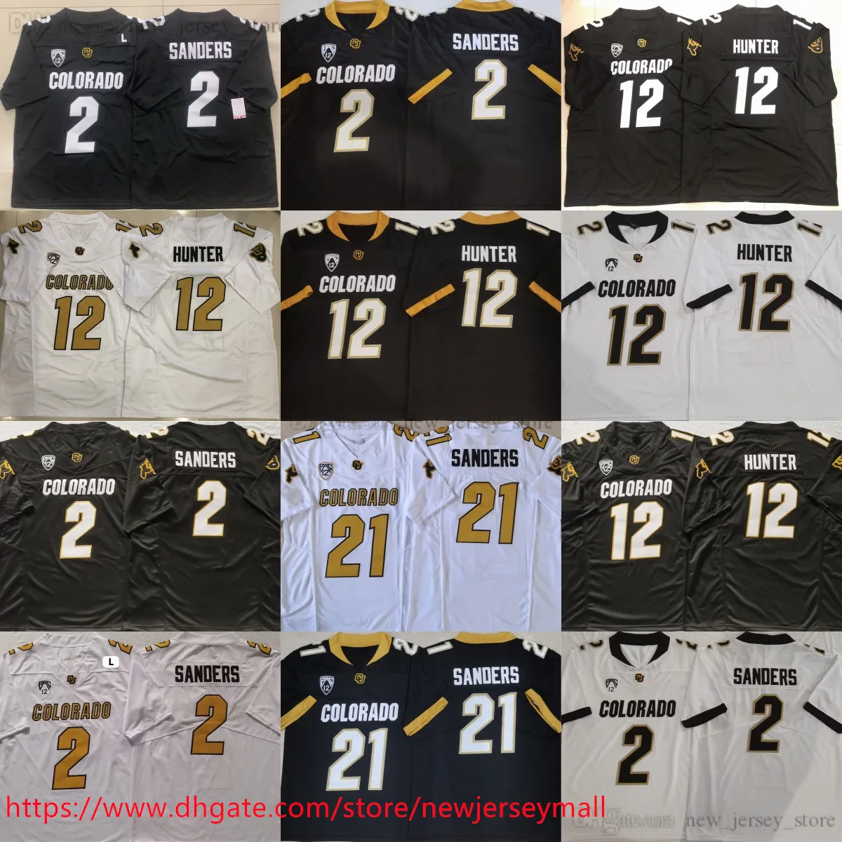 Быстрая доставка S-6XL NCAA Colorado Buffaloes Football 2 Джерси Шедер Сандерс 100-й патч 12 трикотажных изделий Трэвиса Хантера сшитые мужские молодежные детские мальчики