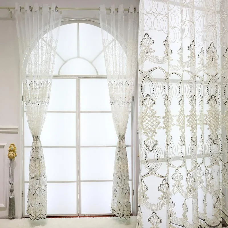 Cortina de cortina de bordado europeu de bordado moderno de luxo de luxo cortinas de decoração para um quarto de jantar vivo