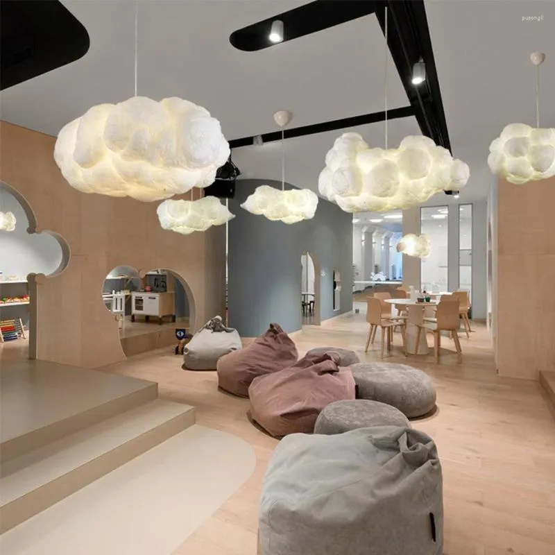 Pendant Lamps Nordic Clouds Lights Silk Lamp Dark Hanglamp Personality Decorate Hanging Light For El Lobby Restaurant