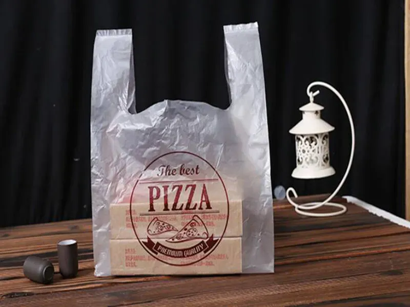 Atacado caixa de pizza de plástico sacos de embalagem bolo de presente tirar biscoitos caixa takeout mão loop 400pcslot zz