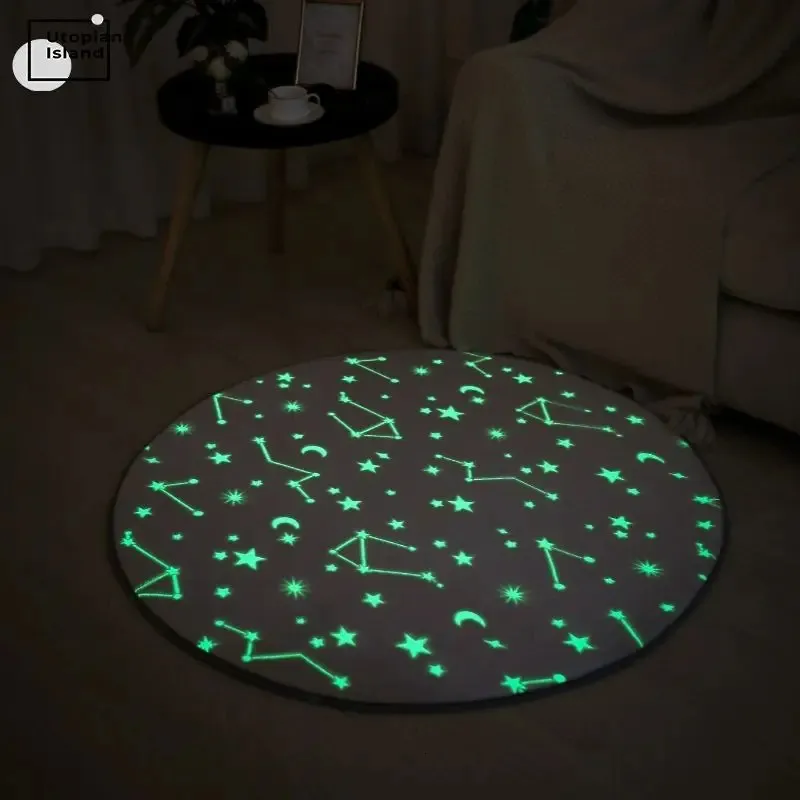 Carpet Plush Carpets Living Room Dining Soft Luminous Carpet Children Room Mat Fluffy Rugs Furry Bedroom Carpet Round Carpet Baby Rugs 231120