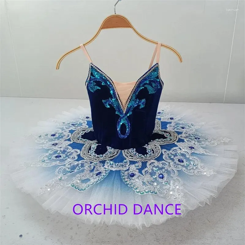 Palco desgaste vindo profissional de alta qualidade 12 camadas tamanho personalizado meninas adulto desempenho azul pássaro ballet tutu trajes