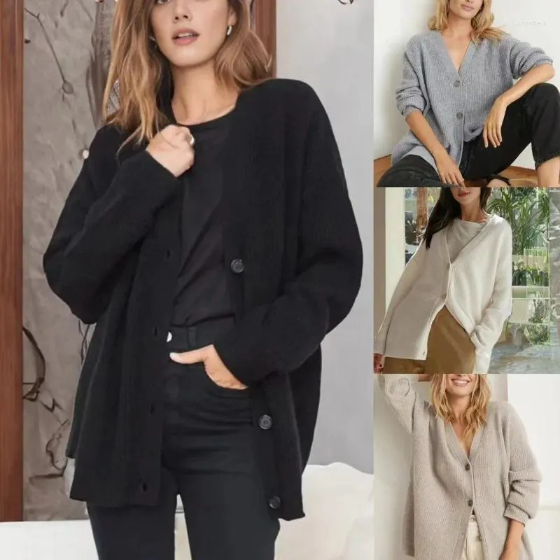 Women's Knits 2023 Autumn Clothing V-neck Figure Flattering Knit Cardigan Dinified Sweater Coat Top