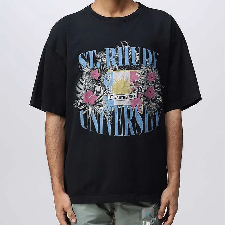 Мужские футболки Rhude Floral Letter Print