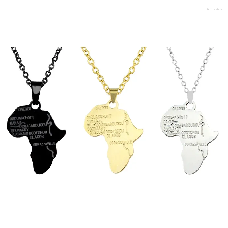 Pendentif Colliers Mode Hip-Hop Style Personnalité Déclaration Afrique Carte Collier Collier Bijoux Pour Femmes Hommes Cadeau