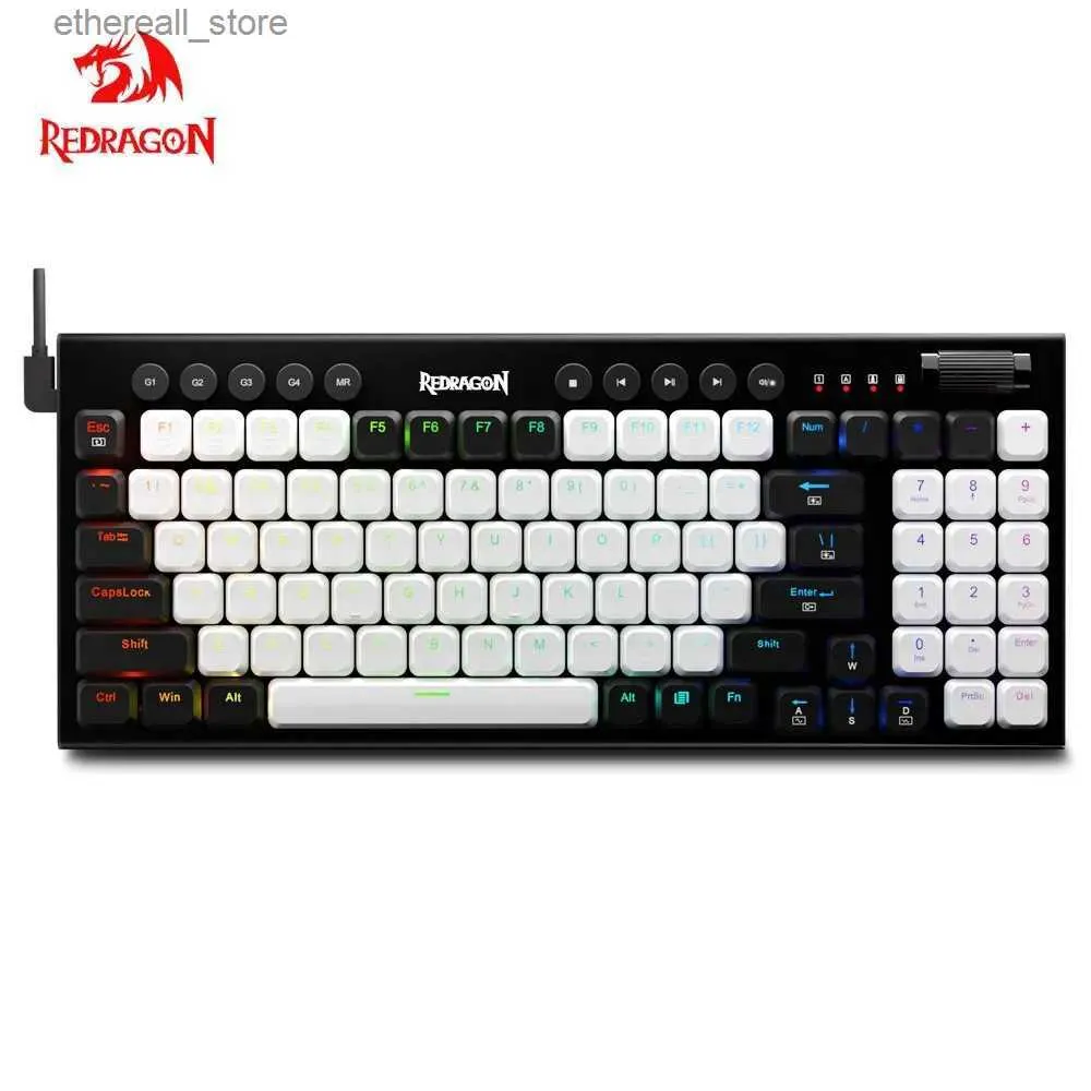 Teclados REDRAGON Sion K653 RGB USB Mini Slim Ultra-fino projetado com fio teclado mecânico para jogos interruptor vermelho 94 teclas para computar PC Q231121