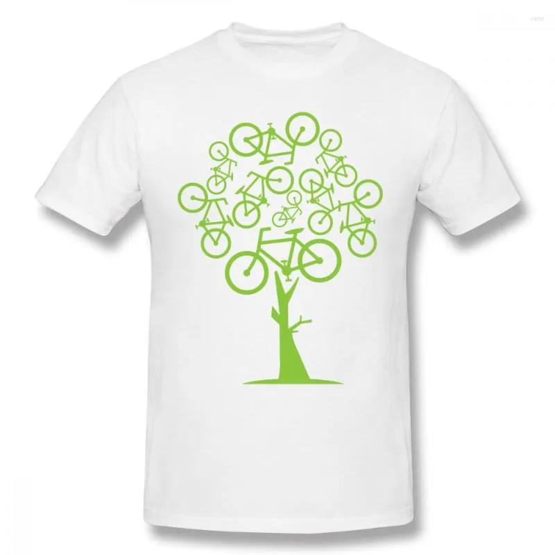 Men's T Shirts Artistic Picture Green Bicycle Tree Shirt For Men Slim Fit Swag Plus Size Tee Camiseta Christmas Gift Tshirt Fabric