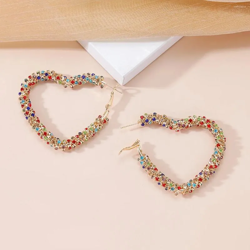 Hoop Earrings European And American Fashion Big Heart Acrylic Beaded For Women Statement Earring Pendientes Summer Party Jewelry