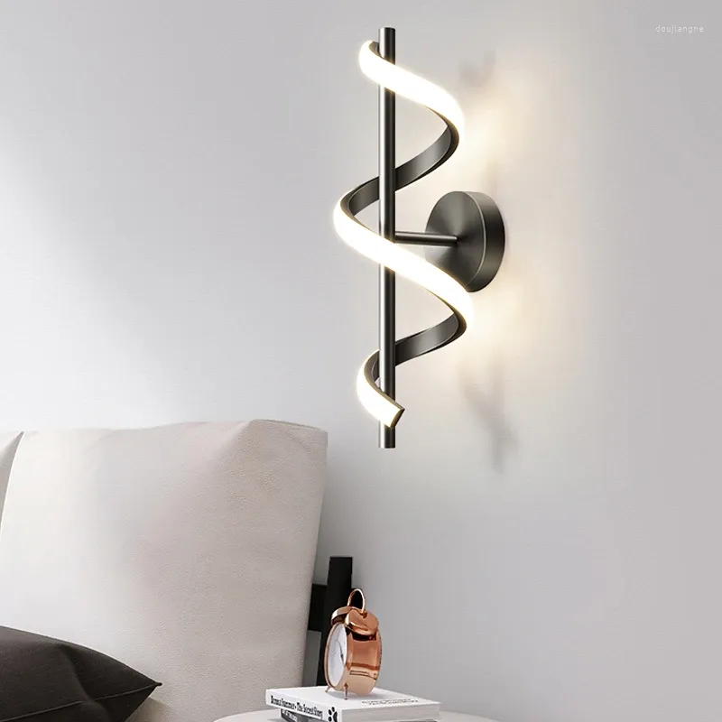 Applique murale Led en cuivre, ligne incurvée nordique, moderne, luminaire décoratif d'intérieur, idéal pour une chambre à coucher, un canapé, un fond de télévision, 2023