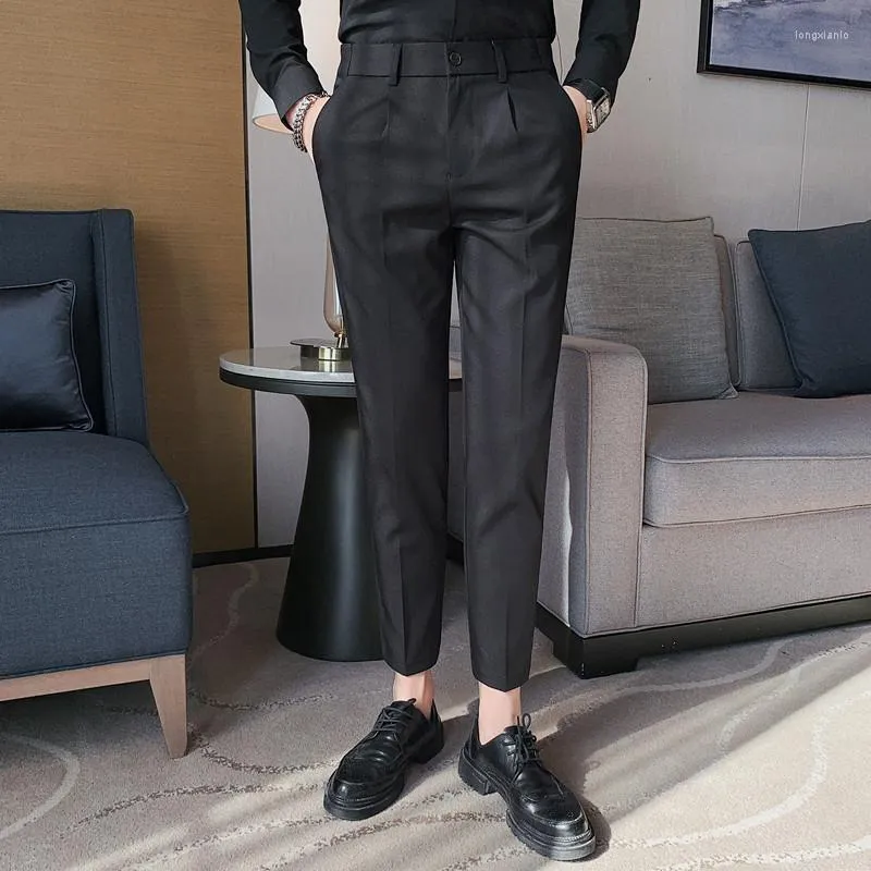 Men's Slim-Fit Cropped Suit Pants Nine-Point Length Flat Front Zipper Fly  for Office and Leisure from Dhgate Men's Suits & Blazers - price 59.05