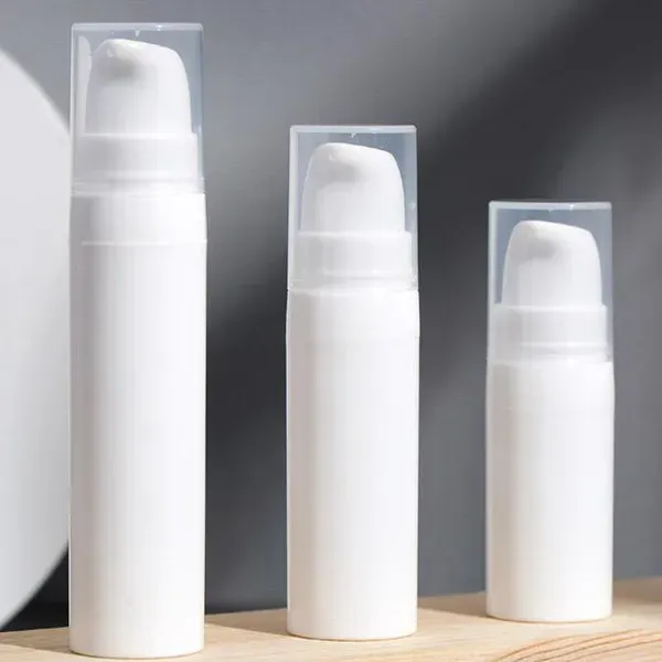 wholesale 300pcs 5ml 10ml White Airless Lotion Pump Bottle Mini Sample and Test Bottle Airless Container Cosmetic Packaging ZZ