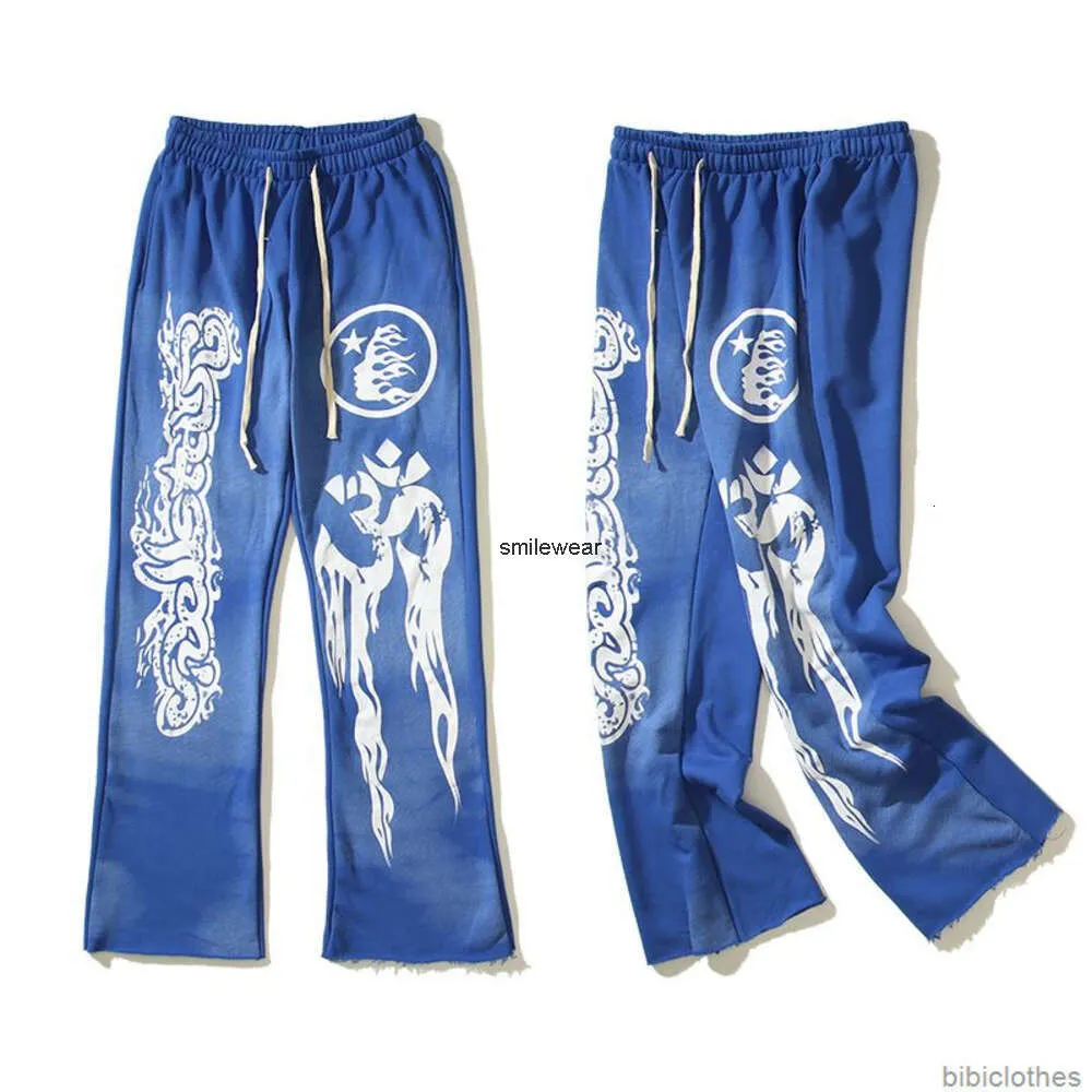 Designer Pantaloni casual Pantaloni streetwear Pantaloni sportivi Bellissimi pantaloni alla moda Hellstar blu argilla stampati pantaloni sportivi logori svasati sanitari da uomo