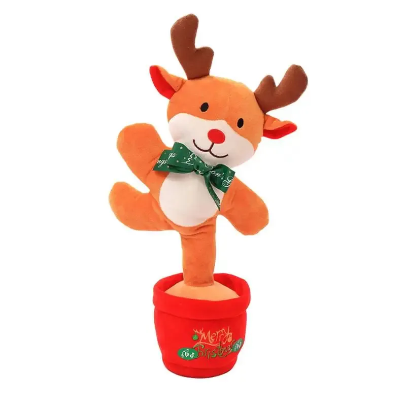 Pluche poppen Kerstdansen Knuffels Oplichtende elektrische muziekpop Grappige interactieve knuffeldecor Kerstboom Eland Gingerbread Man 231121