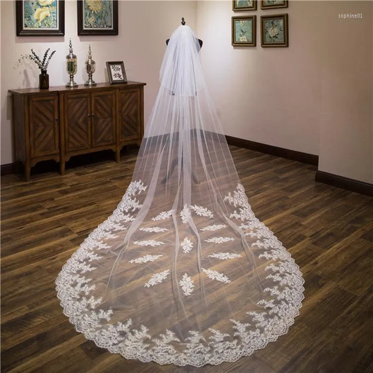 Bridal Veils Biała koronka z kości słoniowej Waspłacz Wasplisza Dwórz wielopozłaniowe z grzebieniami Katedra Kobiet Akcesoria