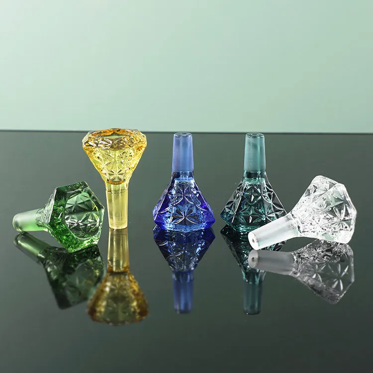 Colored Diamond Shape Smoking Bowl For Glass Hookahs Water Pipes Dab Rigs Smoke Accessories 14mm Male joint