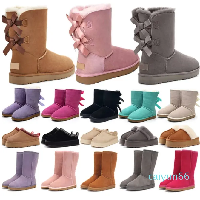 boots australia slippers womens platform winter booties classic fashion tide windtight short bow mini fur black chestnut pink Bowtie shoes