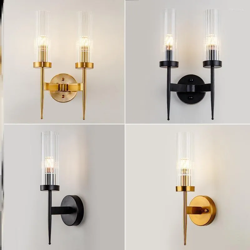 Duvar lambası Siyah Sconce Fener Sconces Modern Dekor Uzun Yurt Odası Endüstriyel Sıhhi Tesisat Yatağı