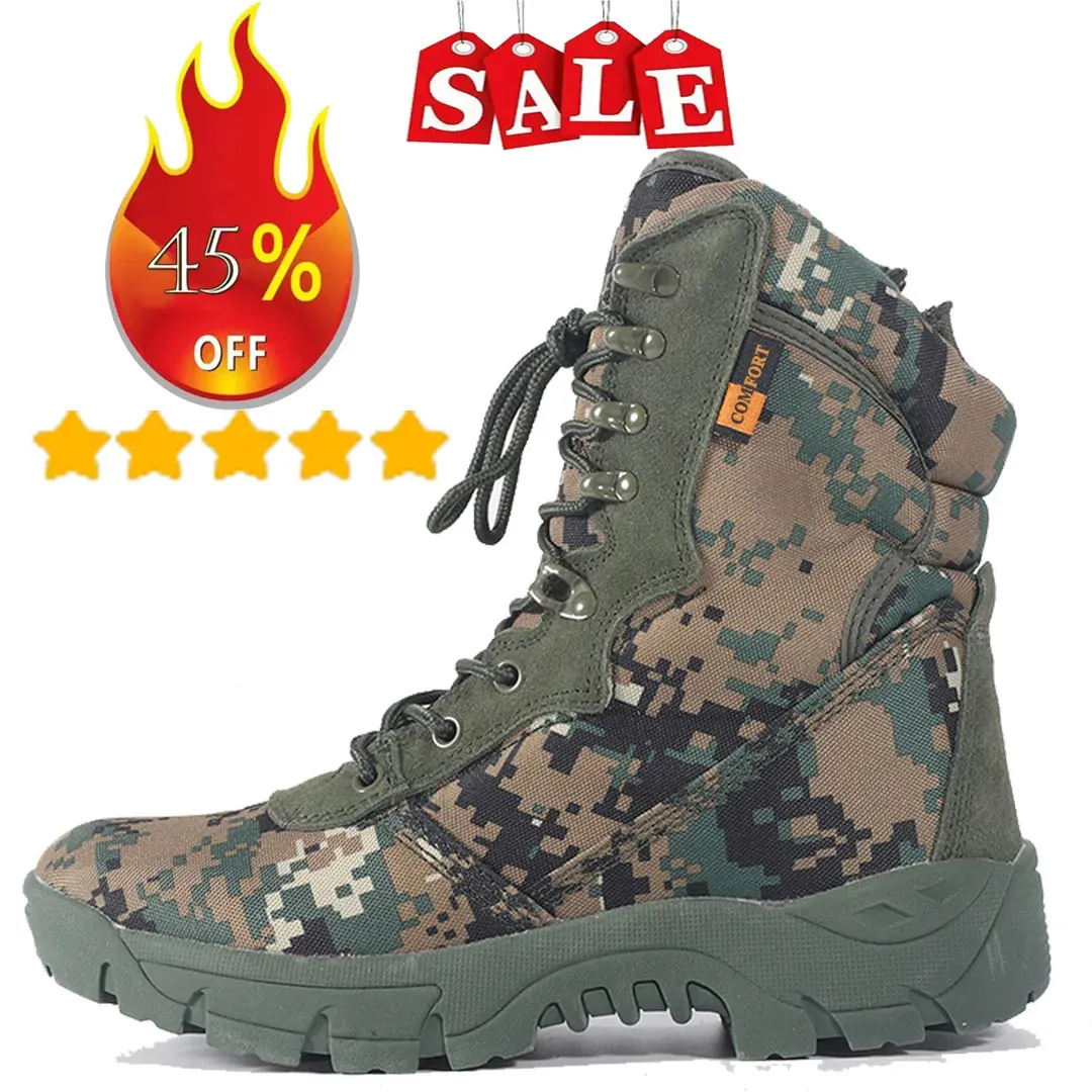 Laarzen Outdoor Training Heren Militaire Tactische Laarzen Hoge Woestijn Legerschoenen Camouflage Combat Jacht Klimmen Botas Wandelschoenen 231120