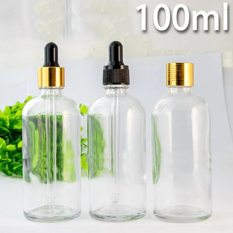 Garrafas de armazenamento por atacado e embalagem cosmética líquida 100 ml de garda de gotas de vidro de óleo vape com pipeta para olho