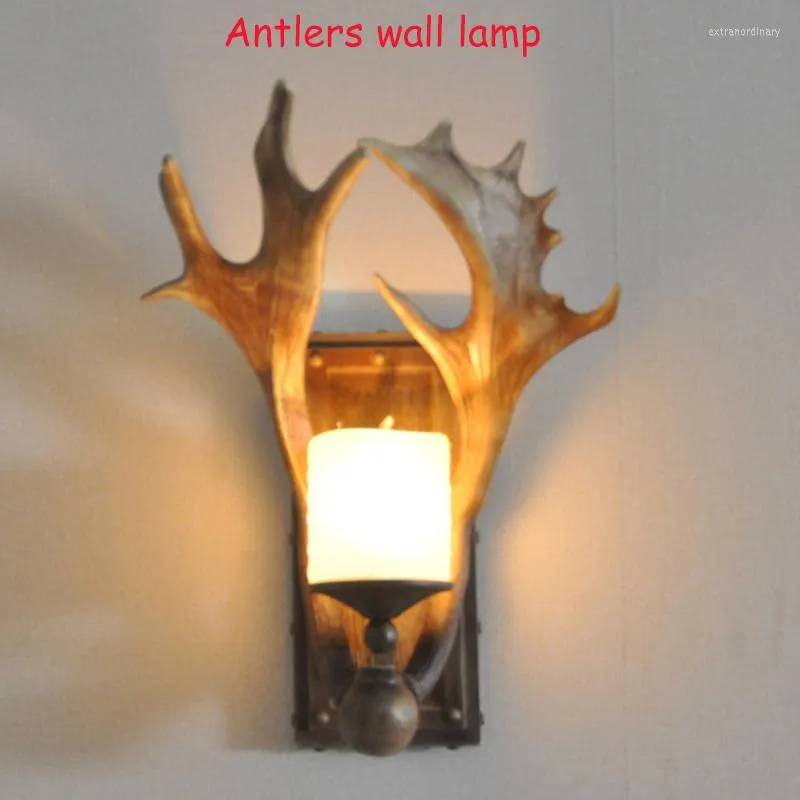 مصباح الجدار 111V - 240 فولت (بما في ذلك) American Country Antlers الشخصية الرجعية مع مادة الراتنج XL035-1W