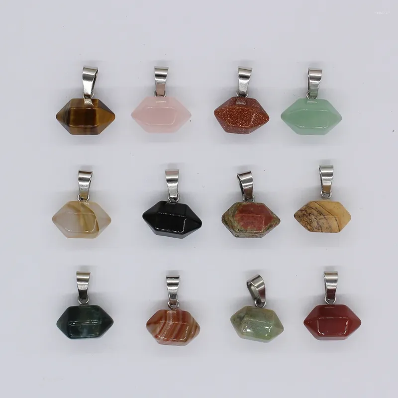 Pendant Necklaces Z Fashion Assorted Natural Hexagonal Pillar Stone Charm Points For Jewelry Making 12pcs Wholesale TR-007